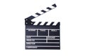 Clapperboard or slate for director cut scene in action movie for role play. Entertainment and object theme. Dramatic and Video Royalty Free Stock Photo