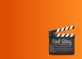 Clapperboard with text Cool Story on orange background.Vector