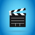 Clapperboard vector illustration isolated on blue color background