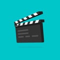 Clapperboard vector illustration isolated, flat cartoon design clapper board icon in 3d, filmmaking device, video movie