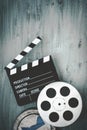 Clapperboards and the reel of film Royalty Free Stock Photo