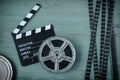 Clapperboards and the reel of film Royalty Free Stock Photo