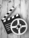 Clapperboards and the reel of film Royalty Free Stock Photo