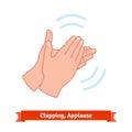 Clapping applauding hands, diverging sound waves