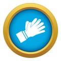 Clapping applauding hands icon blue vector isolated
