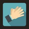 Clapping applauding hands icon, flat style Royalty Free Stock Photo
