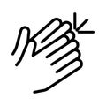 Clapping hand icon linear logo mark in black and white Royalty Free Stock Photo