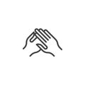 Clapping hands gesture line icon