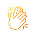 Clapping hands pixel perfect gradient linear vector icon