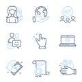 Clapping hands, Touchscreen gesture and Cashback icons set. Vector