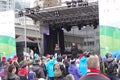 Clara Hughes on a main stage at Vancouver 2010 Olympics 10th Anniversary Celebration