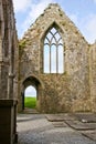 Ruins of Claregalway Friary, traceried windows, west of Ireland Royalty Free Stock Photo