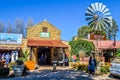 Clarens art and craft shops with windmill on the fore ground Royalty Free Stock Photo