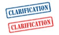 Clarification Stamps: Red and Blue Grunge Rubber Stamps Royalty Free Stock Photo