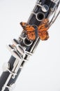 Clarinet with Butterfly on White Royalty Free Stock Photo