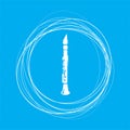 Clarinet icon on a blue background with abstract circles around and place for your text.