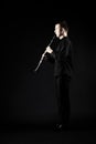 Clarinet player classical musician. Man playing clarinette Royalty Free Stock Photo