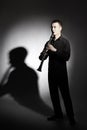 Clarinet player. Portrait of classical musician playing Royalty Free Stock Photo