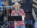 Clarinetist Bud Freeman plays with Klezmer Local 42 at the Jittery Joe`s Roaster in Athens, Georgia