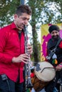 Clarinetist Merlin Shepherd playing at an annual concert of Jewish Klezmer music in Regent`s Park in London UK.