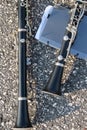 Clarinets on ground during marching band practice Royalty Free Stock Photo