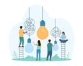 Clarity and simplification of solving problem, solution of tiny people with light bulbs