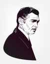 Clark Gable vector sketch portrait isolated actor