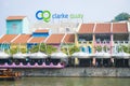 CLARK QUAY, SINGAPORE - OCTOBER 11, 2015: tourist boat cruising Royalty Free Stock Photo