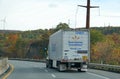 Clark Summit, Pennsylvania, U.S - October 20, 2020 - A Walmart truck on PA Turnpike surrounded by striking color of fall foliage
