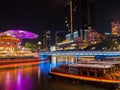 Clarke Quay at Night with Boat View in Riverside Singapore, Royalty Free Stock Photo