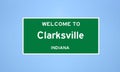 Clarksville, Indiana city limit sign. Town sign from the USA.