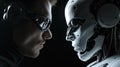 A Clash Between A Cyber Robot Designer And A Regular Designer Royalty Free Stock Photo