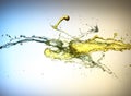 Clash of yellow and blue liquid jets Royalty Free Stock Photo