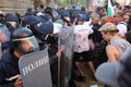 Clashes between the gendarmerie and protesters during an anti-government protest in front of the parliament building in Sofia, Bul