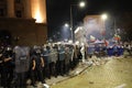 Clashes between the gendarmerie and protesters during an anti-government protest in front of the parliament building in Sofia, Bul