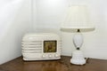 Clasic radio from the fifties and old white lamp