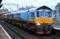 Class 66 diesel locomotive in WH Malcolm livery. Royalty Free Stock Photo