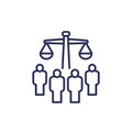 class action line icon, collective legal case
