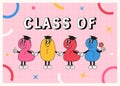 Class of 2023 banner in retro cartoon style