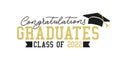 Class of 2022 black and gold badge design template. Congratulations graduates banner Royalty Free Stock Photo