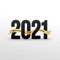Class of 2021 Black lettering graduation logo with gold ribbon. Template for graduation design, party, high school or college Royalty Free Stock Photo