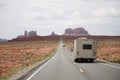 Motor home RV entering Monument Valley, Utah.