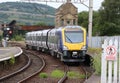 Class 195 Civity dmu train arriving Carnforth Royalty Free Stock Photo