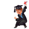 Class of 2018 congrats colorful flat poster with happy cheerful graduate in gown and cap vector illustration. Smiling Royalty Free Stock Photo