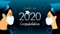 Class of 2020 congratulation graduate, social distancing concept