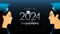 Class of 2024 Congratulations, graduate students with square academic cap Royalty Free Stock Photo