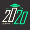 Class of 2020 Congratulations Graduate Typography with Cap and T