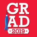 Class of 2019 Congratulations Graduate Typography with stars and Royalty Free Stock Photo