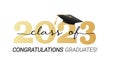 Class of 2023. Congratulations graduates with black and gold design and academic cap.Vector illustration Royalty Free Stock Photo