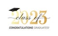 Class of 2023. Congratulations graduates black and gold design on white background. Vector illustration Royalty Free Stock Photo